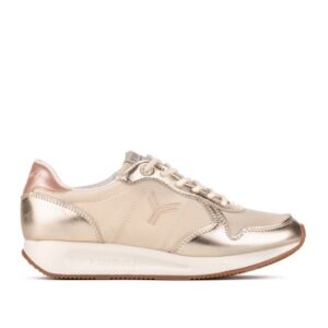 Sneakers y deportivos yumas 53391 hera Piel Beige Oro Platilla Confort