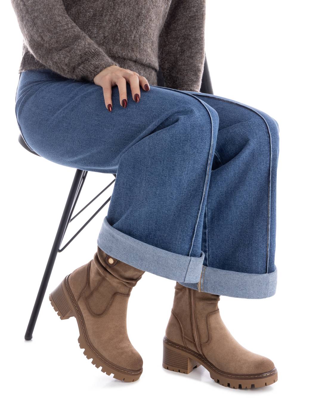 Botín antelina REFRESH beig con tacón - Imagen 2