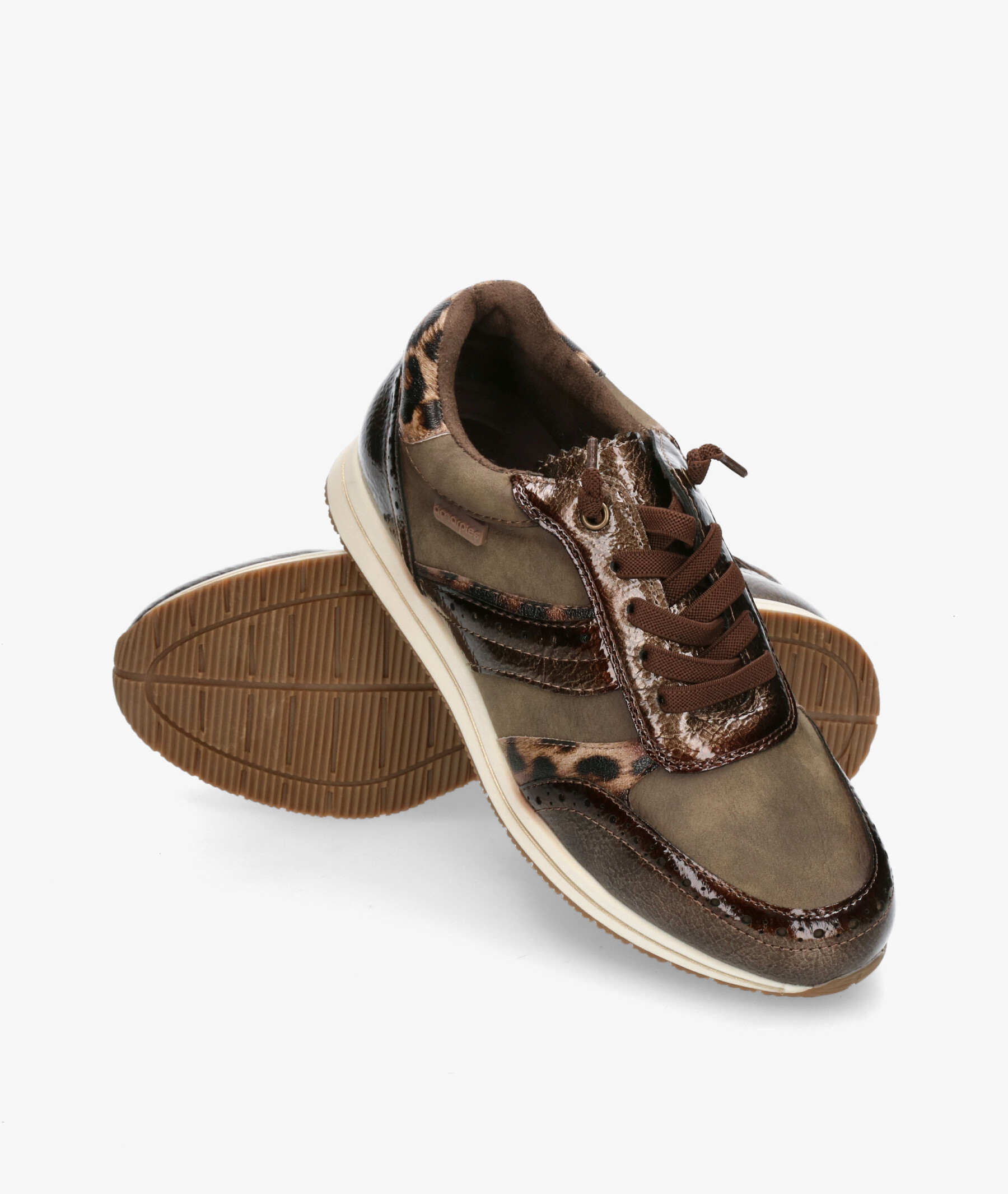 Sneakers zapatos casual AMARPIES cordón elástico combi material perforado marrón - Imagen 4