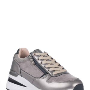 Sneakers casual cuña D'ANGELA cremallera lateral plomo
