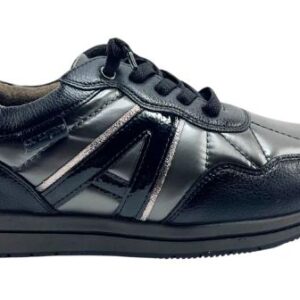 Deportivos Sneakers Casual AMARPIES cordón elástico letra lateral negro-plomo