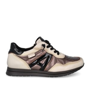 Deportivo Sneakers Casual AMARPIES cordón elástico letra lateral crema-bronce