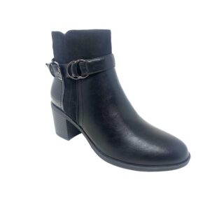 Botín con tacón de 6 cm y hebilla al tobillo AMARPIES – Negro