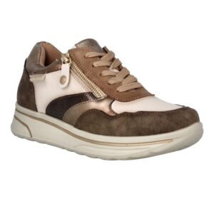 Sneakers zapatos casual confort AMARPIES cremallera lateral beige-kaki