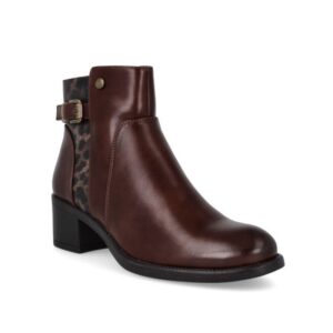 Botines D'ANGELA combinado print leopardo en talón marrón