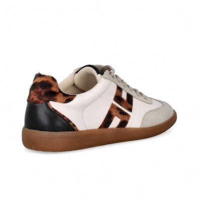 Sneakers casual D'ANGELA piso crepe combi blanco-animal print - Imagen 2