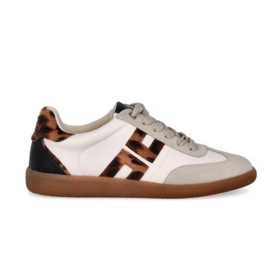 Sneakers casual D'ANGELA piso crepe combi blanco-animal print - Imagen 3