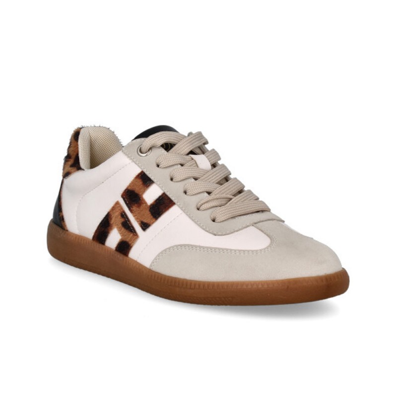 Sneakers casual D'ANGELA piso crepe combi blanco-animal print