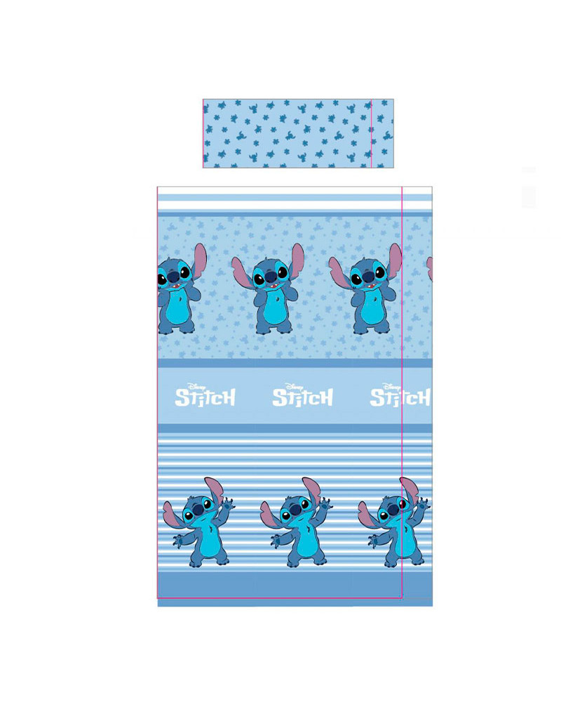 Juego de sábanas coralina Stitch Azul