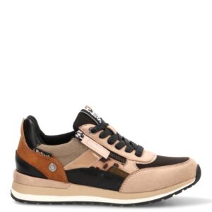 Zapatilla Sneakers casual mujer con cordones y cremallera REFRESH taupe