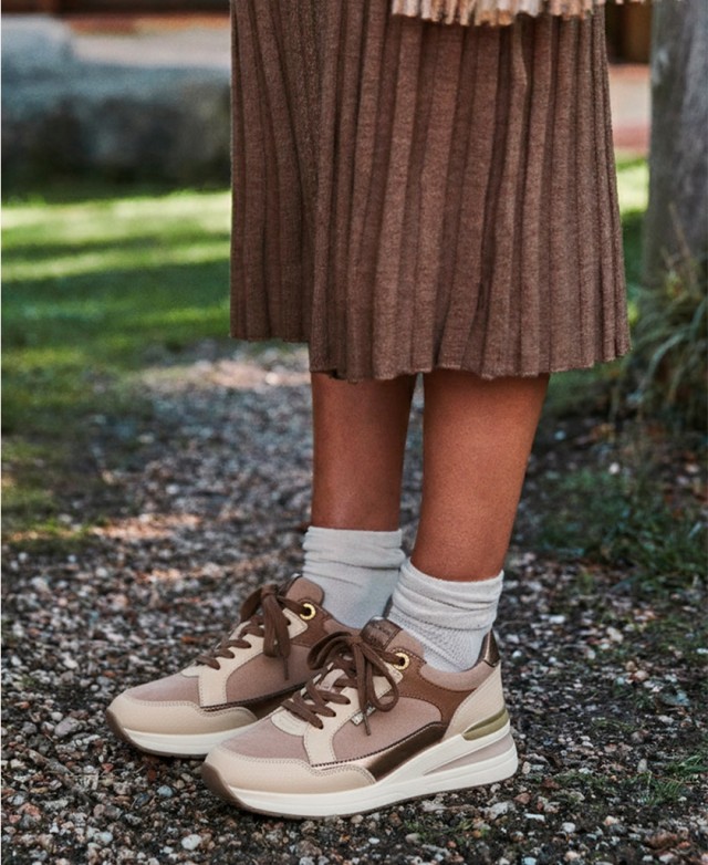 Sneakers casual cuña D'ANGELA señora taupe - Imagen 5