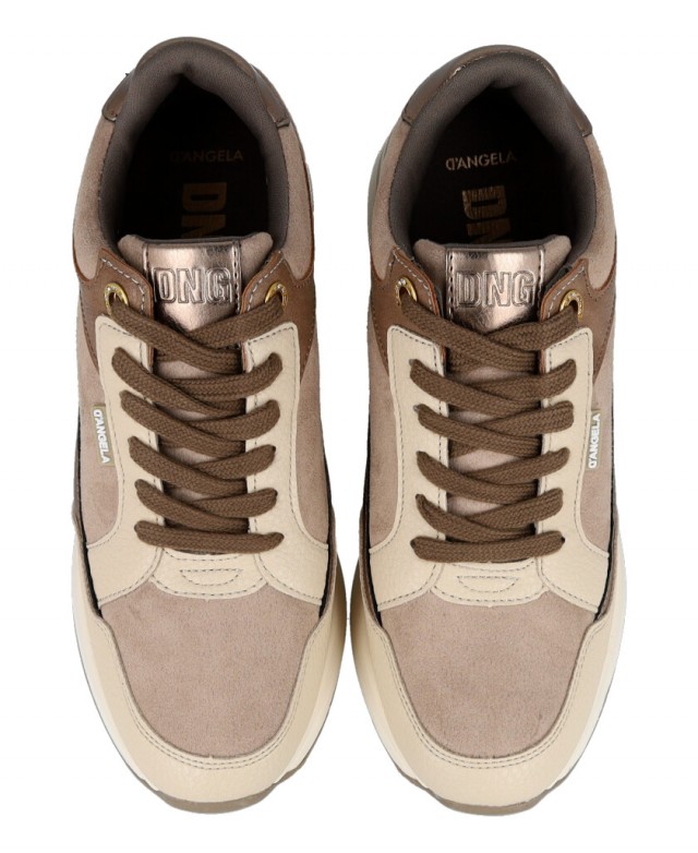 Sneakers casual cuña D'ANGELA señora taupe - Imagen 6