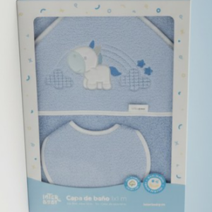 Capa de baño bebé INTERBABY azul unicornio