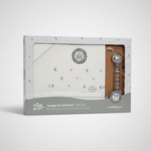 Juego de cuna INTERBABY 3 piezas algodón luna y estrellas