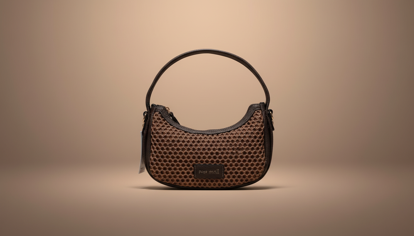 Bolso PEPE MOLL marrón chocolate efecto rejilla con bandolera