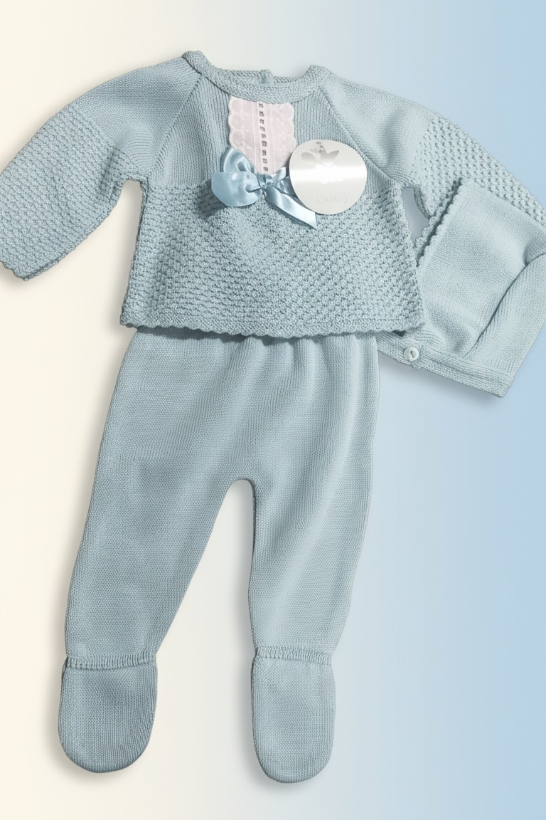 Conjunto de bebé 3 piezas BABY punto perlé verde