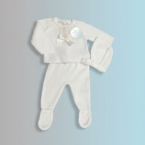 Conjunto de bebé 3 piezas BABY punto perlé beige