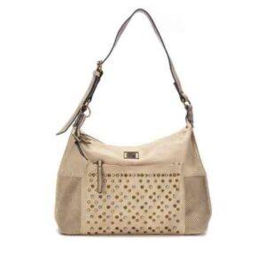 Bolso de hombro REFRESH beige con tachuelas