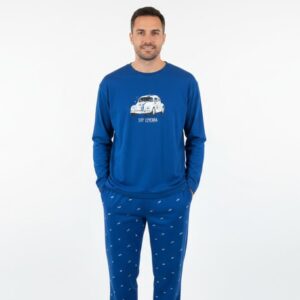 Pijama de hombre DARK ELEPHANT azul con dibujo de coche