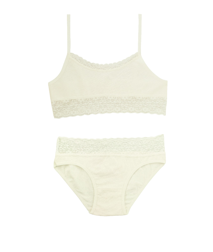 Conjunto comunión niña puntilla algodón CALAMARO top y braguita