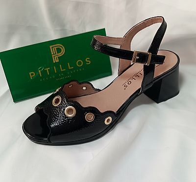 Sandalia PITILLOS negra charol con tacón ancho 11213 - Imagen 5
