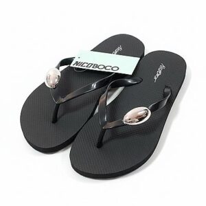 Chanclas de dedo mujer NICOBOCO negro detalle plateado