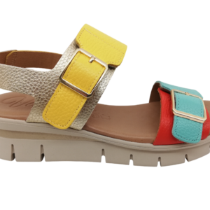 Sandalia multicolor de piel cómoda con cuña VALERIA'S