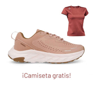 Zapatillas deportivas para mujer Carlet rosa + Camiseta JASPE roja de regalo