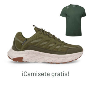 Zapatillas trekking para hombre Insua kaki + Camiseta Lyra Kaki de regalo