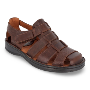 Sandalias para hombre ROUTE 83 marrones de piel con cierre de velcro 5800