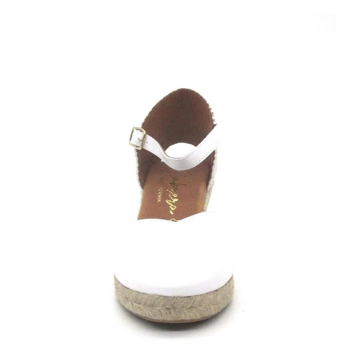 Alpargatas CABRERA Blancas de Piel con Cuña de Yute 6,5 cm - Imagen 5