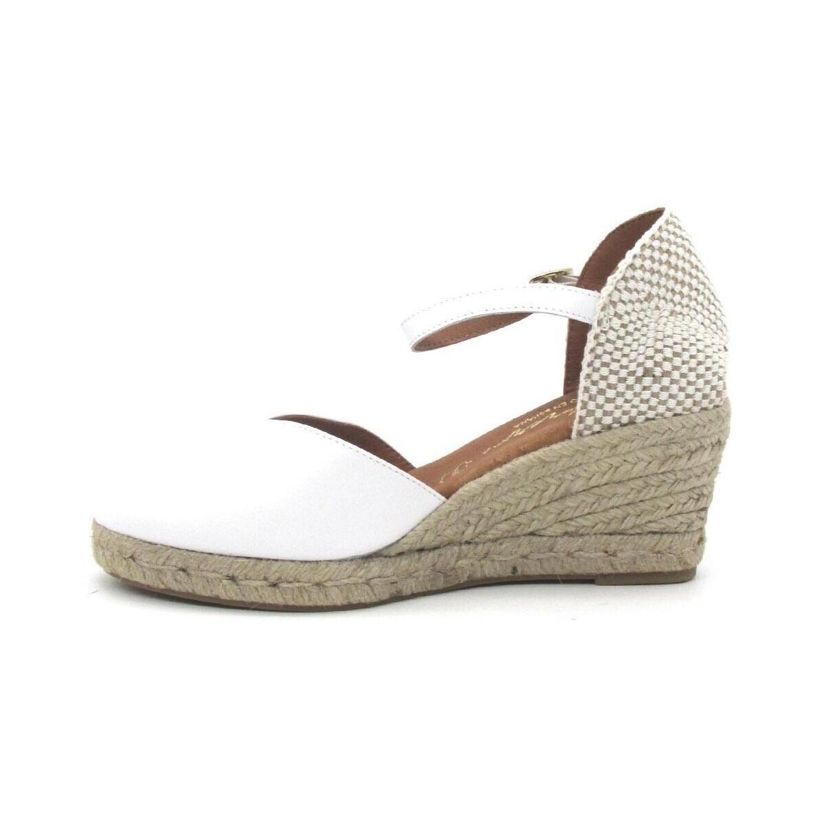 Alpargatas CABRERA Blancas de Piel con Cuña de Yute 6,5 cm - Imagen 4