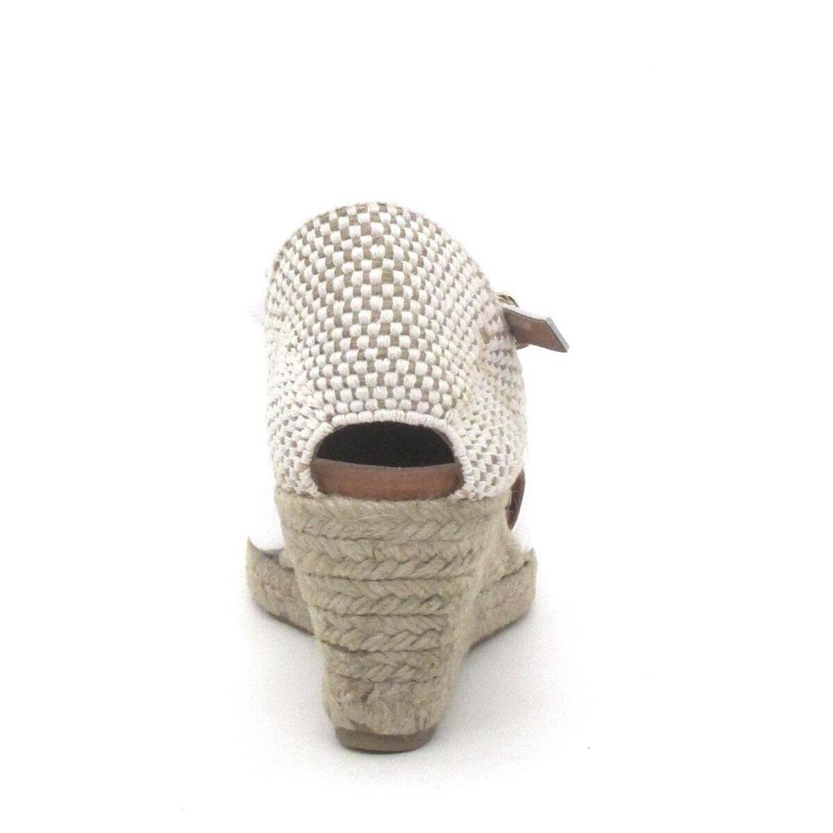 Alpargatas CABRERA Blancas de Piel con Cuña de Yute 6,5 cm - Imagen 3
