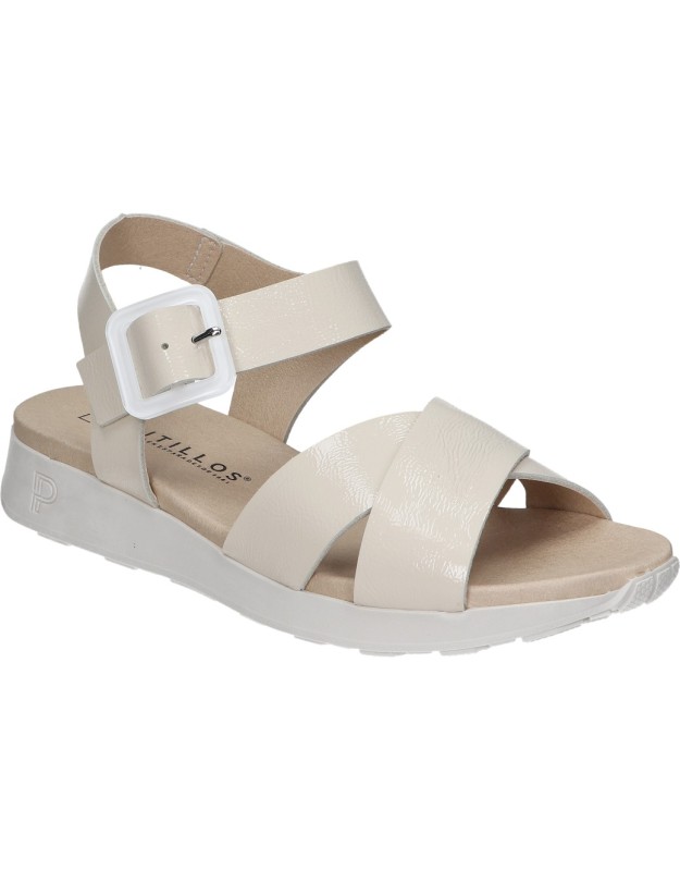 Sandalias PITILLOS 10551 de Piel con Cuña Crema Ultraligeras - Imagen 5