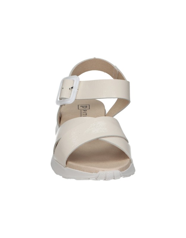 Sandalias PITILLOS 10551 de Piel con Cuña Crema Ultraligeras - Imagen 4