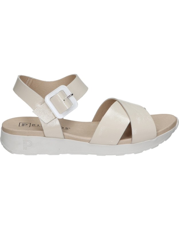 Sandalias PITILLOS 10551 de Piel con Cuña Crema Ultraligeras
